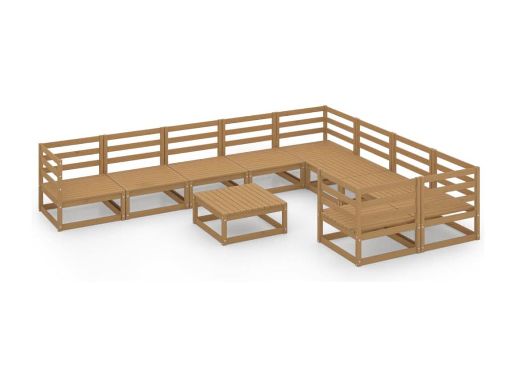 Set di mobili da giardino da 10 pezzi, legno di pino massiccio, 59868OUUZ