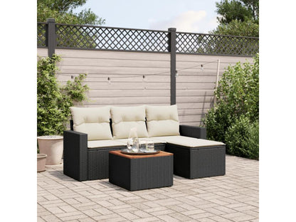 Set di mobili da giardino 5 pezzi con cuscini, vimini in resina nera, 21280HKCF