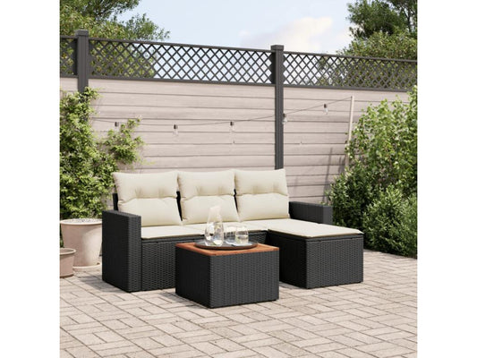 Set di mobili da giardino 5 pezzi con cuscini, vimini in resina nera, 21280HKCF