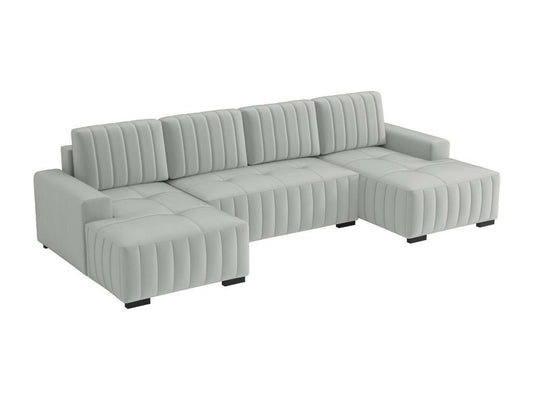 Divano angolare Calmetop 232, grigio, funzione letto, contenitore letto, 310x140x85cm, 82175DWMW