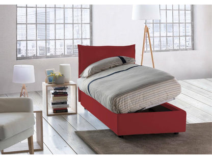 Artvivrestore Letto Singolo, Letto Contenitore con Rivestimento in Tessuto, Made in Italy, Apertura Laterale, Adatto per Materasso 80x190 cm, Rosso 01685PRNC