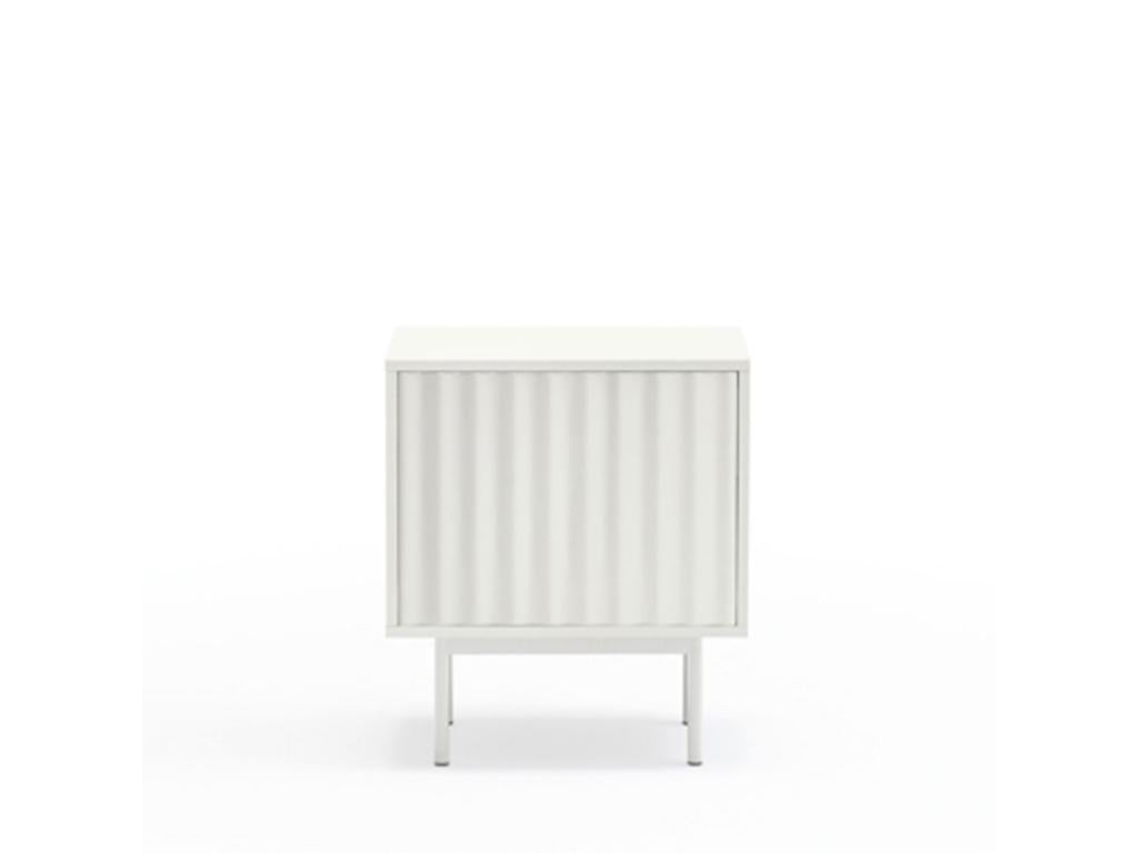 Maisonpuretop - Comodino con 1 anta e 2 cassetti in legno - Bianco 73182RWTK