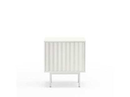 Maisonpuretop - Comodino con 1 anta e 2 cassetti in legno - Bianco 73182RWTK