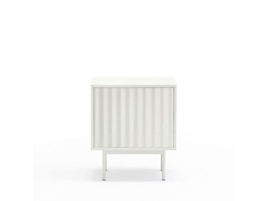 Maisonpuretop - Comodino con 1 anta e 2 cassetti in legno - Bianco 73182RWTK