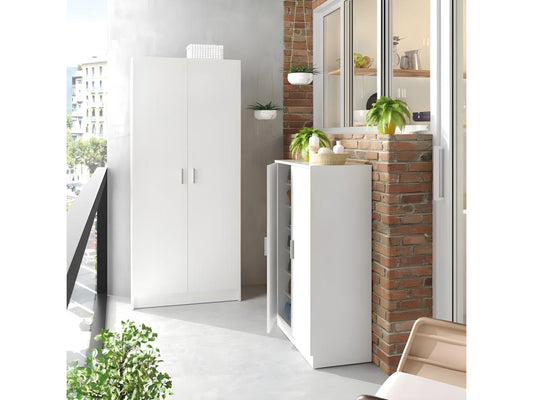 Mobiletto portaoggetti a 2 ante e 2 ripiani - Bianco - Maisonpuretop - L 73 x P 37 x A 180 cm 71822JBHB