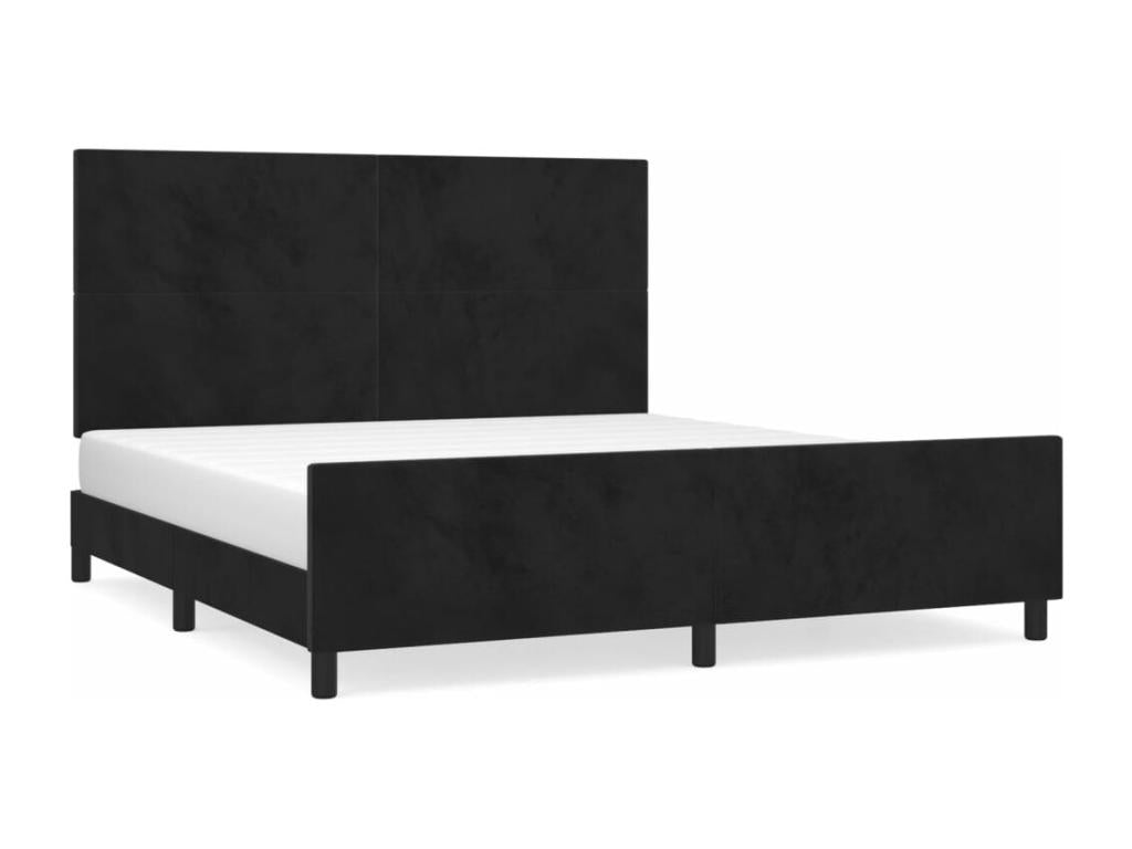 Struttura letto in velluto nero senza materasso 02362FUYA