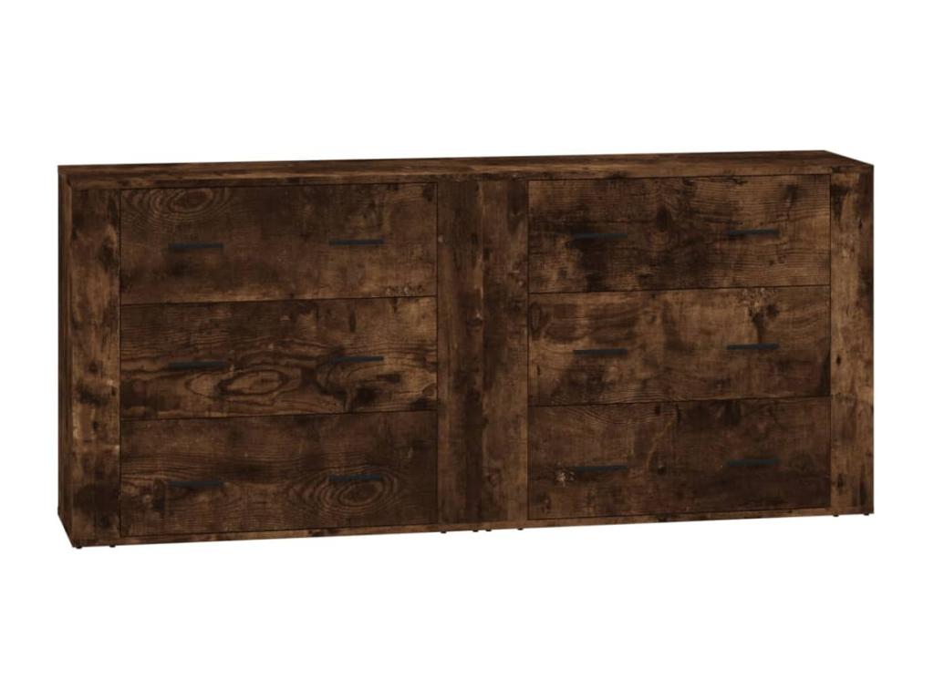 Credenze in legno ingegnerizzato rovere affumicato a 2 pezzi 17097MKWG