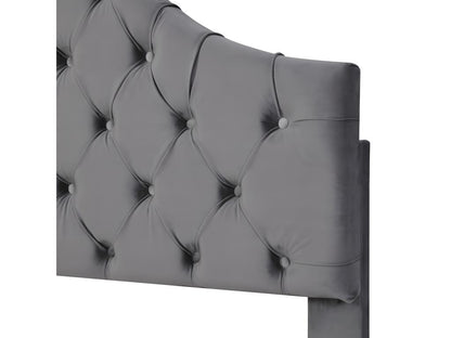 Letto imbottito in velluto 90x200cm con testiera regolabile e rete a doghe di Maisonpuretop - Grigio 81239ECUX