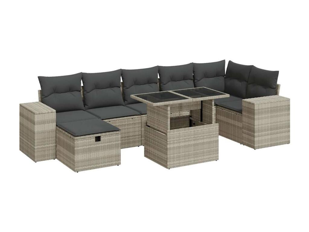 Set di mobili da giardino 5 pezzi con cuscini grigio chiaro, resina intrecciata 13112QJAW