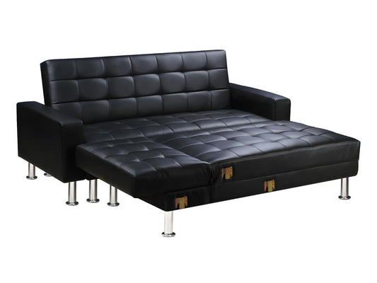 Divano angolare trasformabile e reversibile Calmetop - 258x82/147x82 cm - 4 posti - Nero 15505KGHT