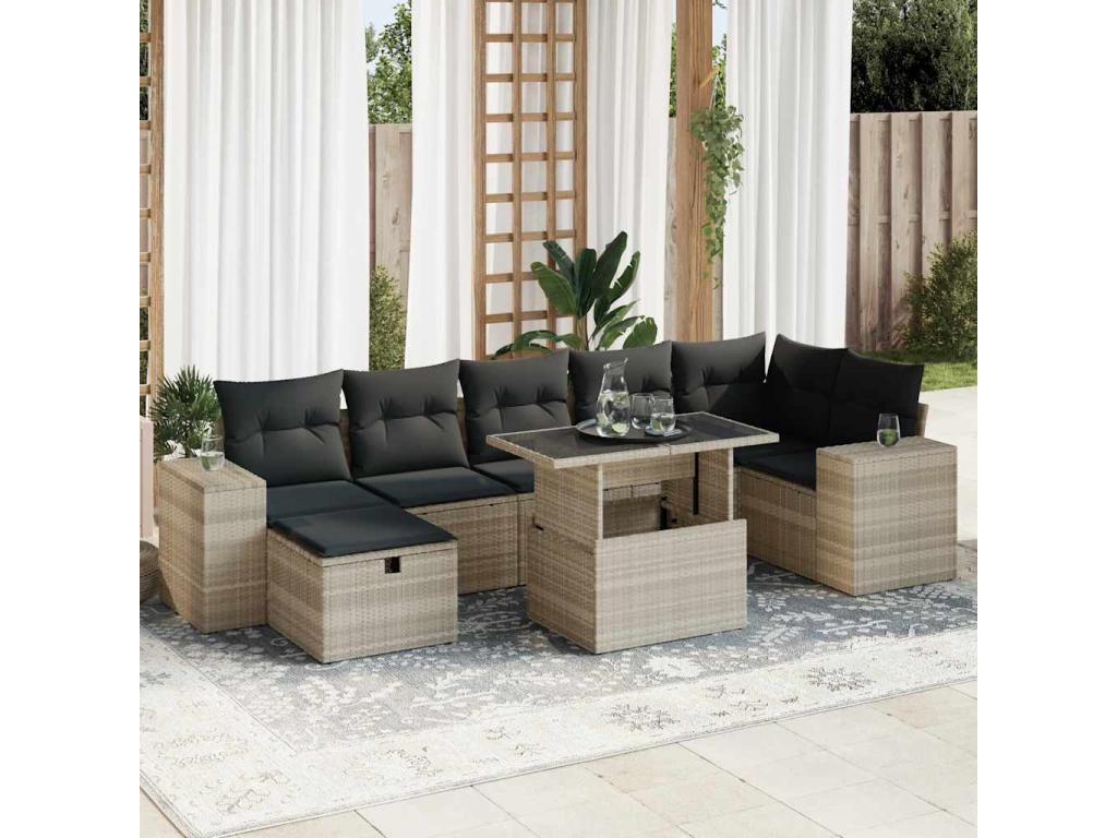 Set di mobili da giardino 5 pezzi con cuscini grigio chiaro, resina intrecciata 13112QJAW
