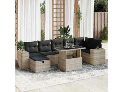 Set di mobili da giardino 5 pezzi con cuscini grigio chiaro, resina intrecciata 13112QJAW