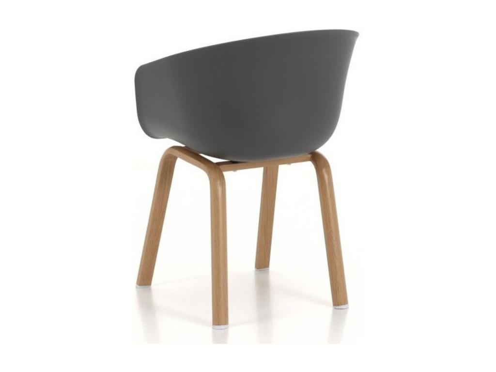 Sedia Latan con braccioli in polipropilene grigio e gambe in metallo effetto legno - Set da 4 92627ICSY