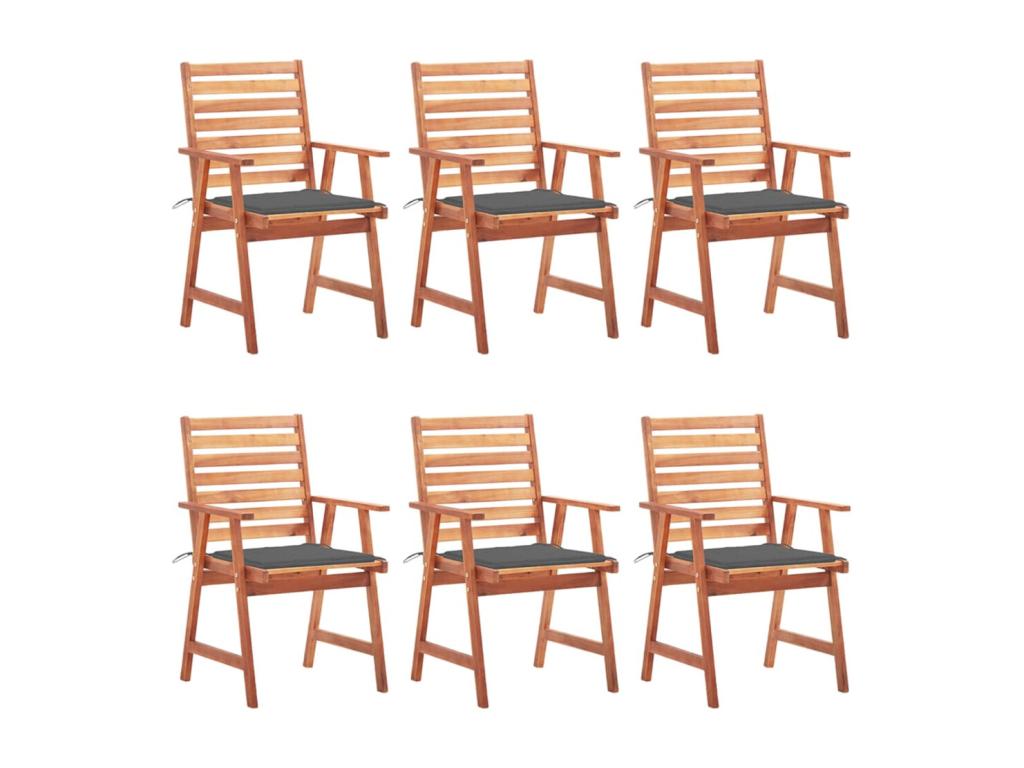 Set di 6 sedie da pranzo per esterni con cuscini, legno massello Artvivrestore, 26517YUXI