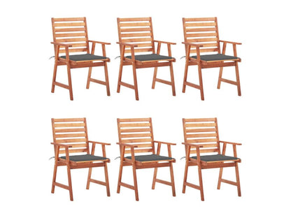 Set di 6 sedie da pranzo per esterni con cuscini, legno massello Artvivrestore, 26517YUXI
