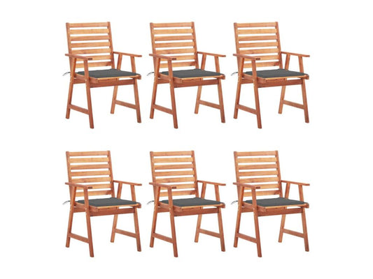 Set di 6 sedie da pranzo per esterni con cuscini, legno massello Artvivrestore, 26517YUXI