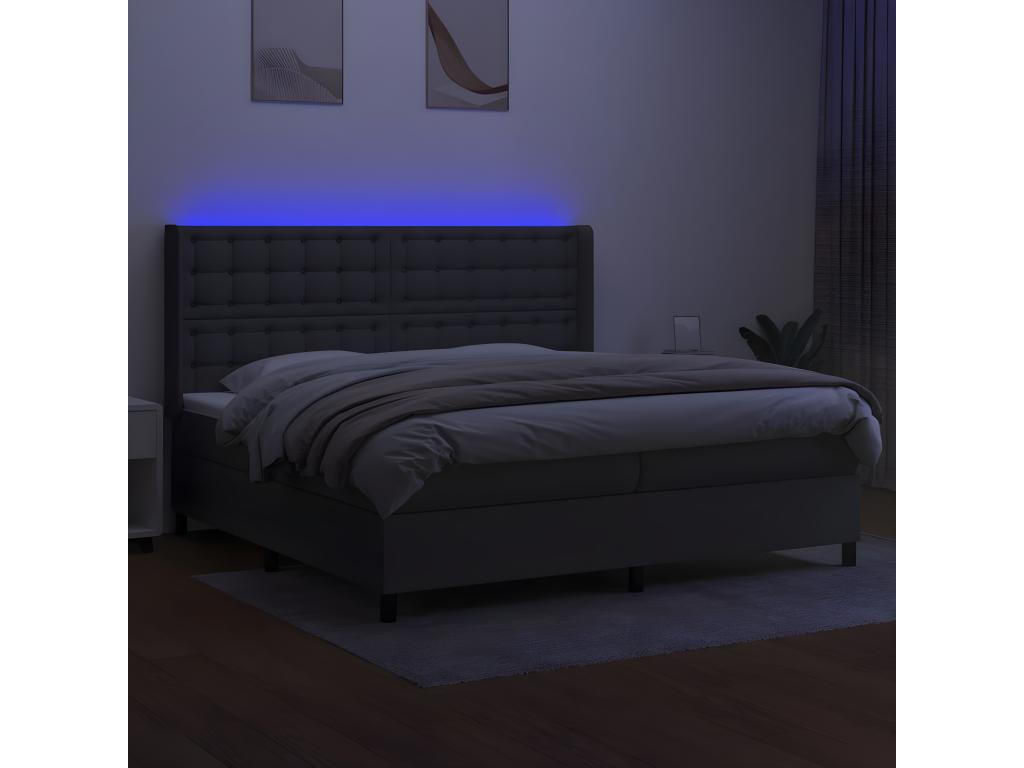 Base letto Calmetop con materasso LED, grigio scuro, 200x200 cm, tessuto, 88071FQCC