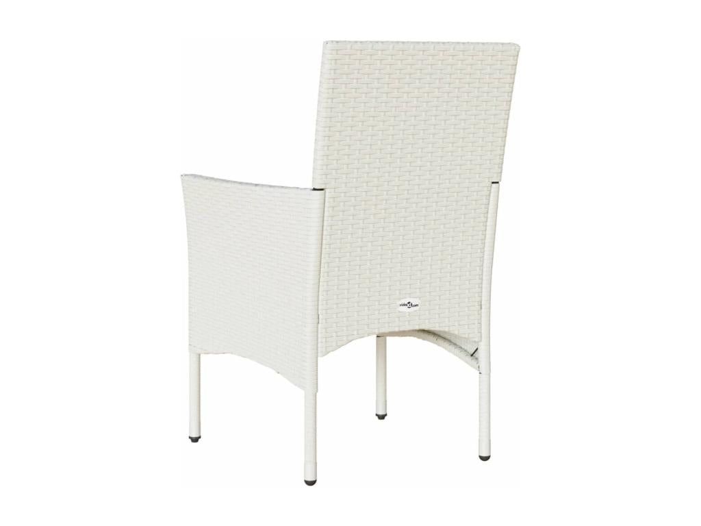 Sedie da giardino con cuscini, set da 2, resina intrecciata bianca, 87148JNVF