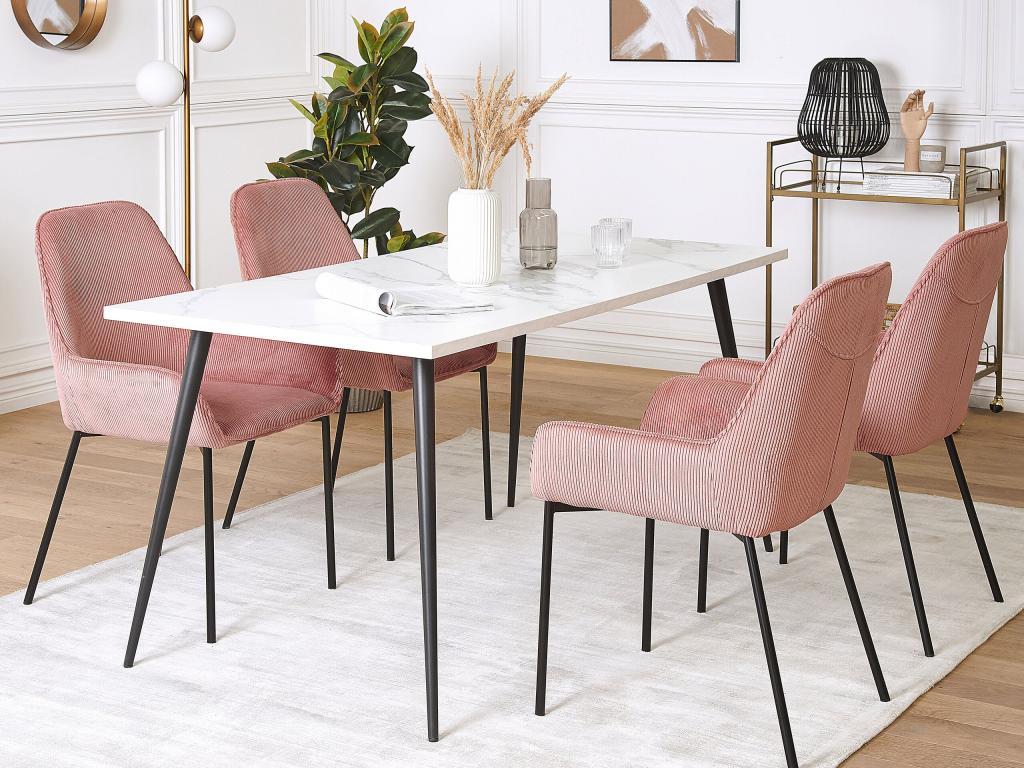 Set di 2 sedie da pranzo in velluto a coste Maisonpuretop, rosa 89162FLTV