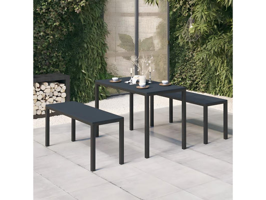 Set da pranzo da giardino in acciaio e nero da 3 pezzi di Maisonpuretop 19632UBFN