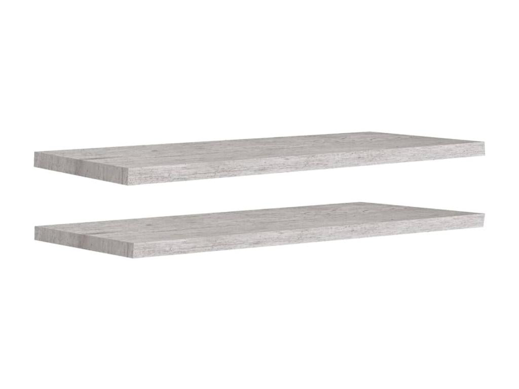 Mensole da parete sospese, 2 pezzi, grigio cemento, 100x23,5x3,8 cm, MDF, 22847SBZE
