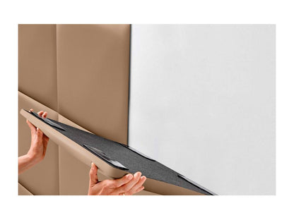 Testiera imbottita Maisonpuretop in similpelle di alta qualità, Maisonpuretop, composta da pannelli autoadesivi intercambiabili, marrone chiaro, 160 cm, 08053RHMB