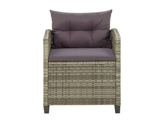 Sedia da giardino con cuscini, Resina intrecciata grigia, 42405GANE