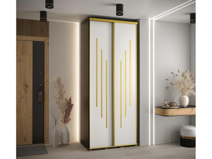 Artvivrestore Armadio a 8 ante scorrevoli 235.2/120/60 2 ante Nero/Bianco/Oro 35695HRHT