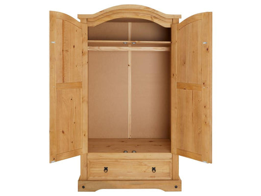 Armadio in stile messicano Artvivrestore con 2 ante, 1 ripiano e 1 cassetto in pino massello con finitura tinta/cerata 59030QNNK