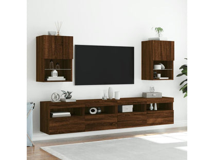 Mobile porta TV con illuminazione LED integrata, finitura rovere marrone, 40,5x30x60 cm, 25597YEVF