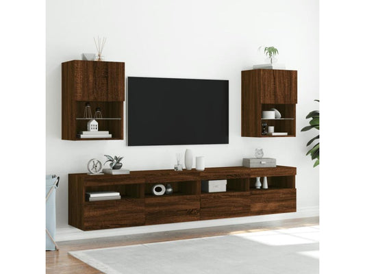 Mobile porta TV con illuminazione LED integrata, finitura rovere marrone, 40,5x30x60 cm, 25597YEVF