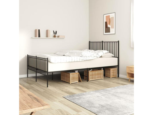 Struttura letto in metallo con testiera/pediera, nero, 135x190 cm, 75959MQUP