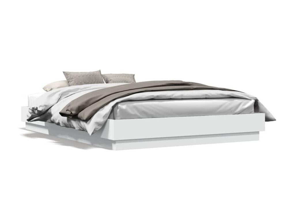 Struttura letto bianca 150x200 cm in legno ingegnerizzato 00691BCWP