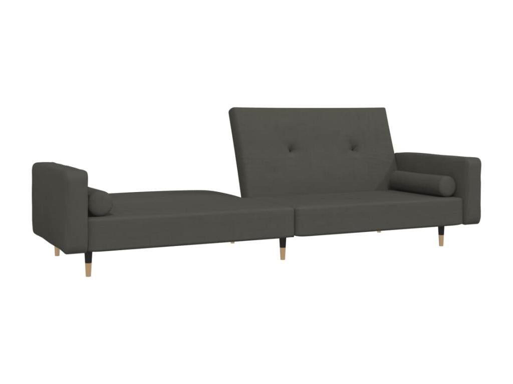 Divano letto a 2 posti con due cuscini, velluto grigio scuro, 29621HXBN