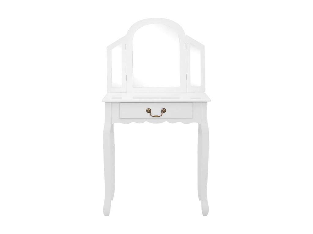 Toletta e sgabello, bianco, 65x36x128 cm, legno di paulonia, MDF, 33191DYSK