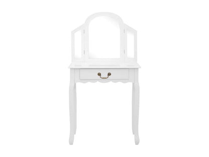 Toletta e sgabello, bianco, 65x36x128 cm, legno di paulonia, MDF, 33191DYSK