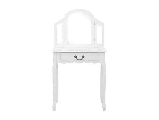 Toletta e sgabello, bianco, 65x36x128 cm, legno di paulonia, MDF, 33191DYSK