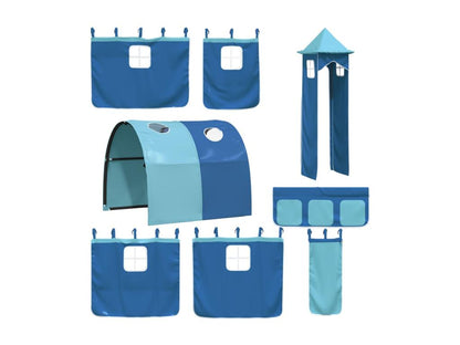 Letto a castello senza materasso con scivolo e tende 90x200 cm 84857LFZP