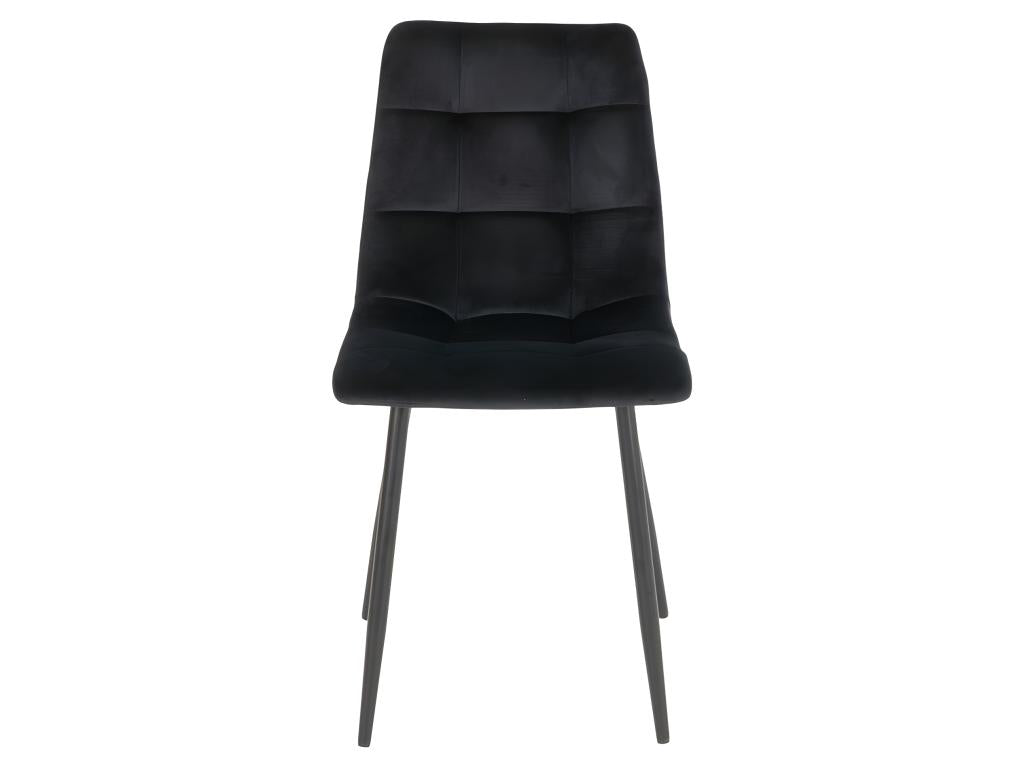 Sedia da pranzo Artvivrestore, velluto nero, gambe nere, 49580LPNS