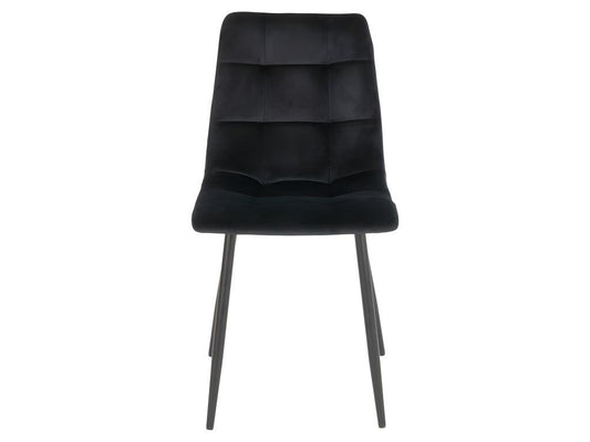 Sedia da pranzo Artvivrestore, velluto nero, gambe nere, 49580LPNS