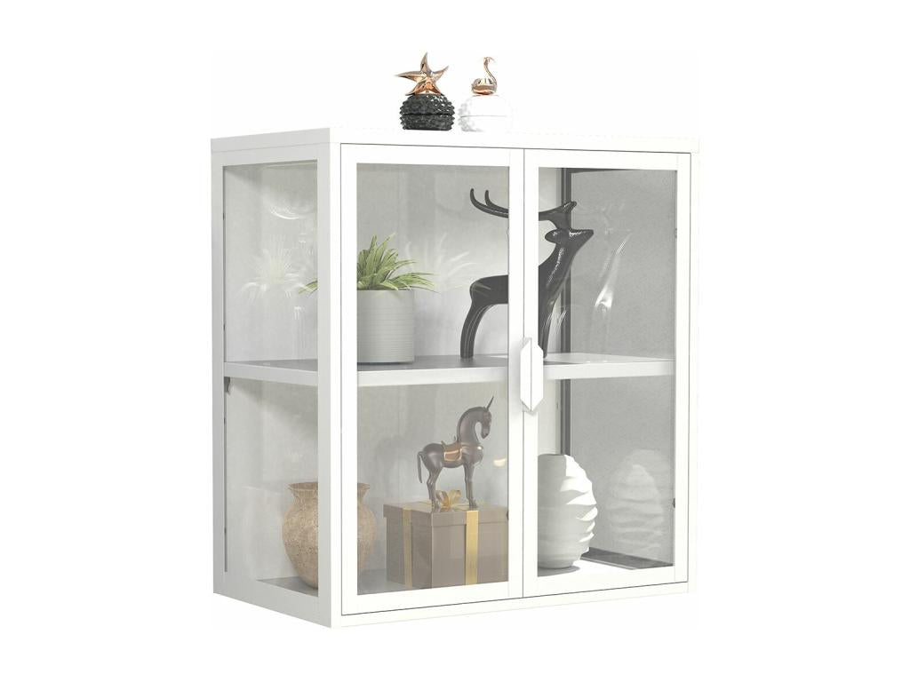 Vetrina espositiva da parete in acciaio Nidchicshop, vetrina sospesa, vetrina in vetro, 65x60x35 cm, Nidchicshop 77601LFKU