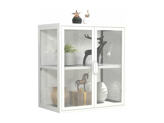 Vetrina espositiva da parete in acciaio Nidchicshop, vetrina sospesa, vetrina in vetro, 65x60x35 cm, Nidchicshop 77601LFKU